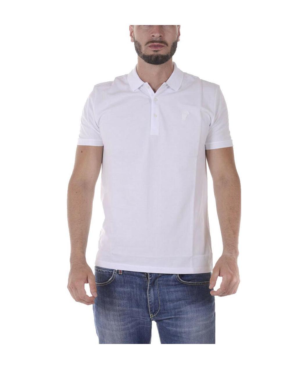 Versace Logo Short-sleeved Polo Shirt In White