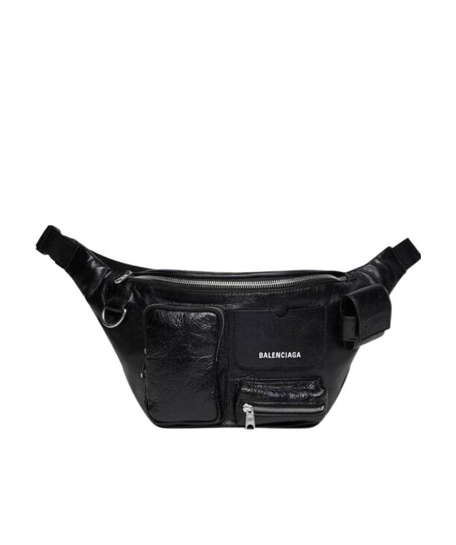 Balenciaga Super Busy Branded Fanny Pack In Black