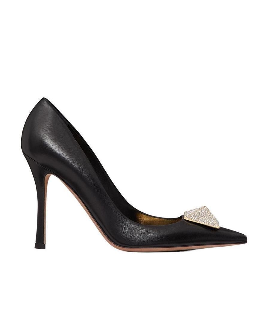 Valentino One Stud 100mm Crystal-embellished Pumps In Black