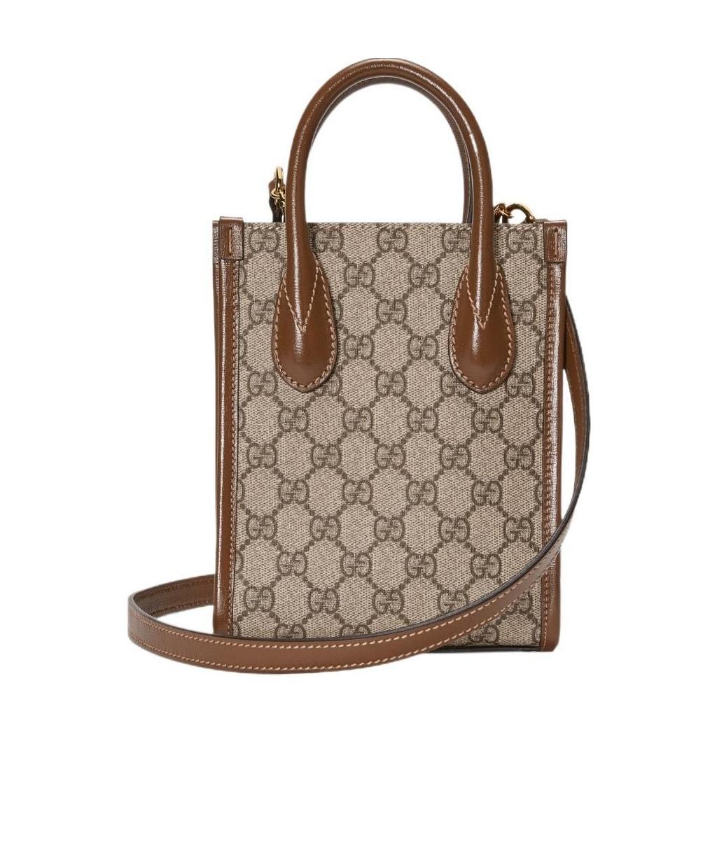 Gucci Mini Gg-canvas And Leather Tote Bag In Nude