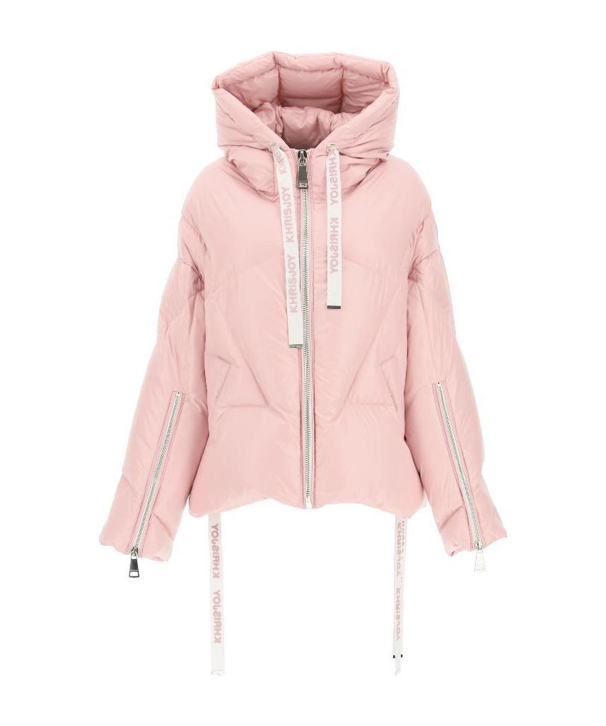 Khrisjoy Quilted Zip-up Shiny Puffer Jacket In Nude