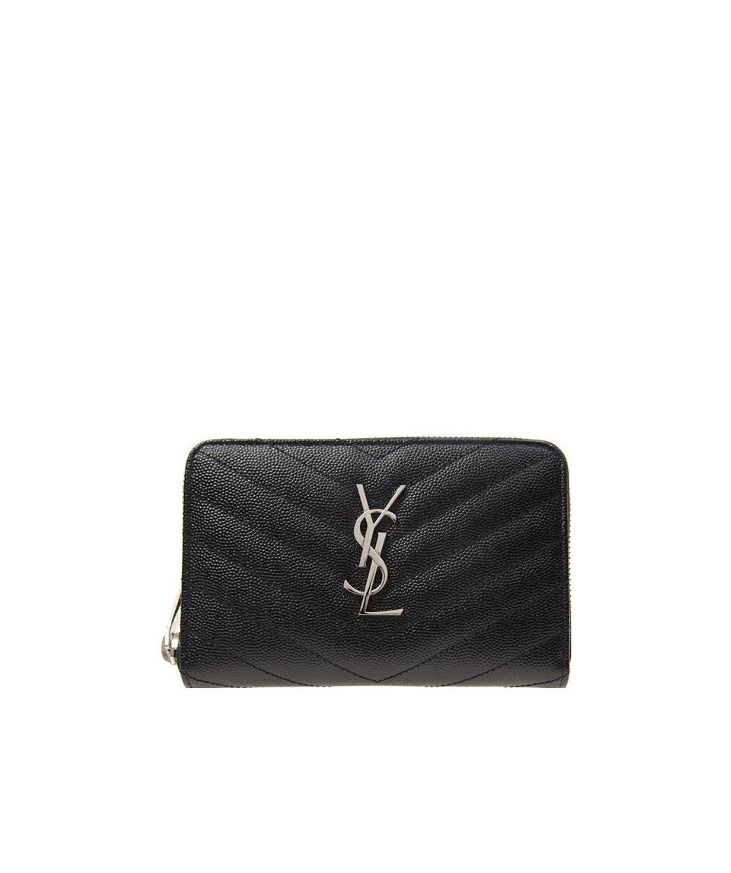 Saint Laurent Monogram Zipper Wallet In Black