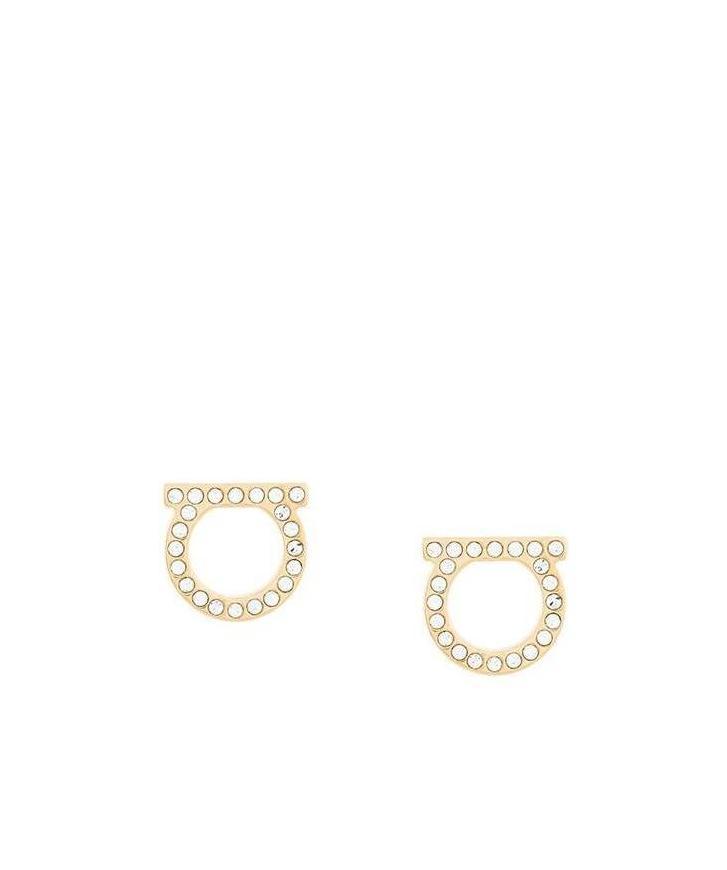 Ferragamo Salvatore  Gancini Crystals Earrings - L Accessories In Yellow