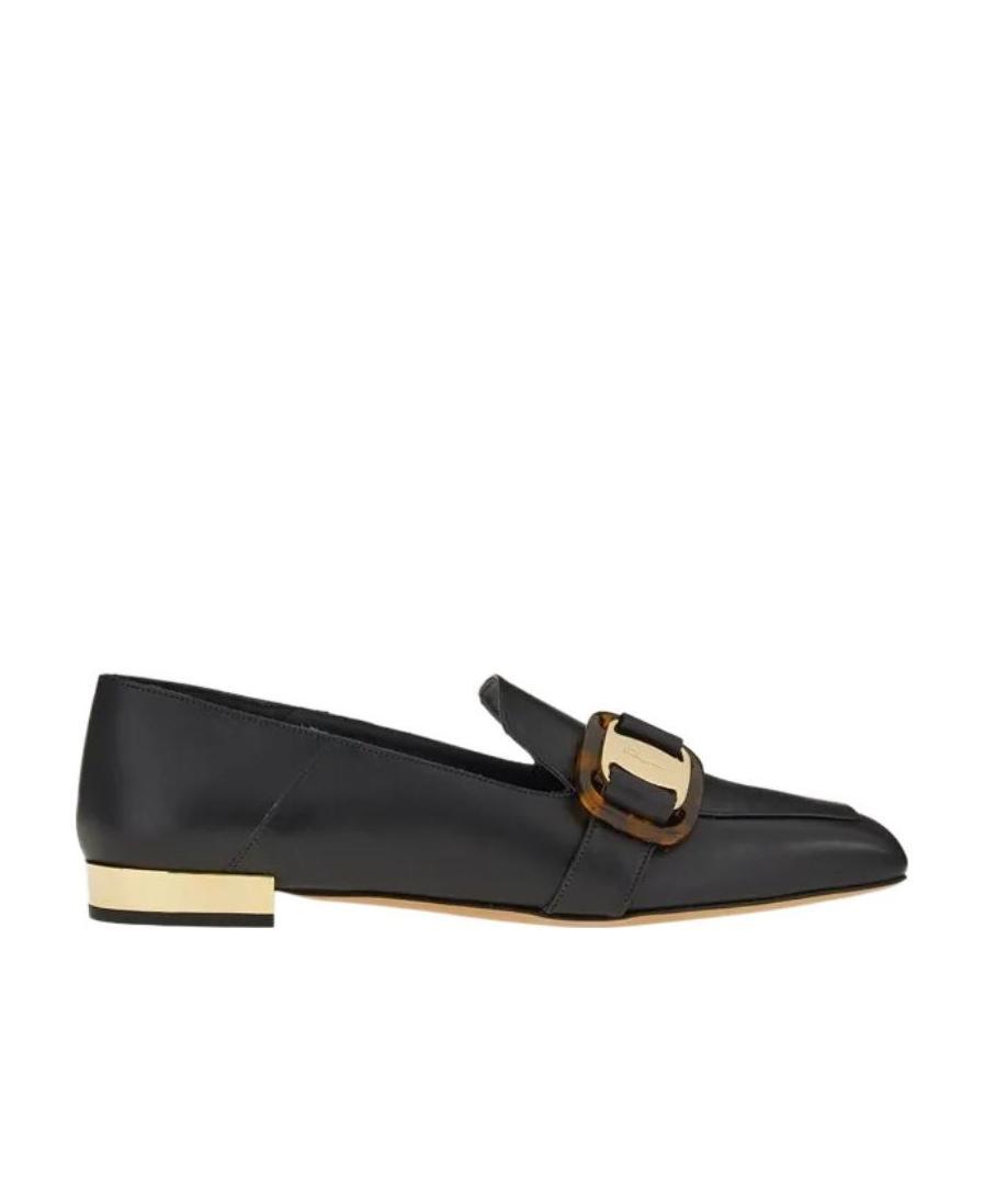 Ferragamo Logo-plaque Leather Loafers In Black
