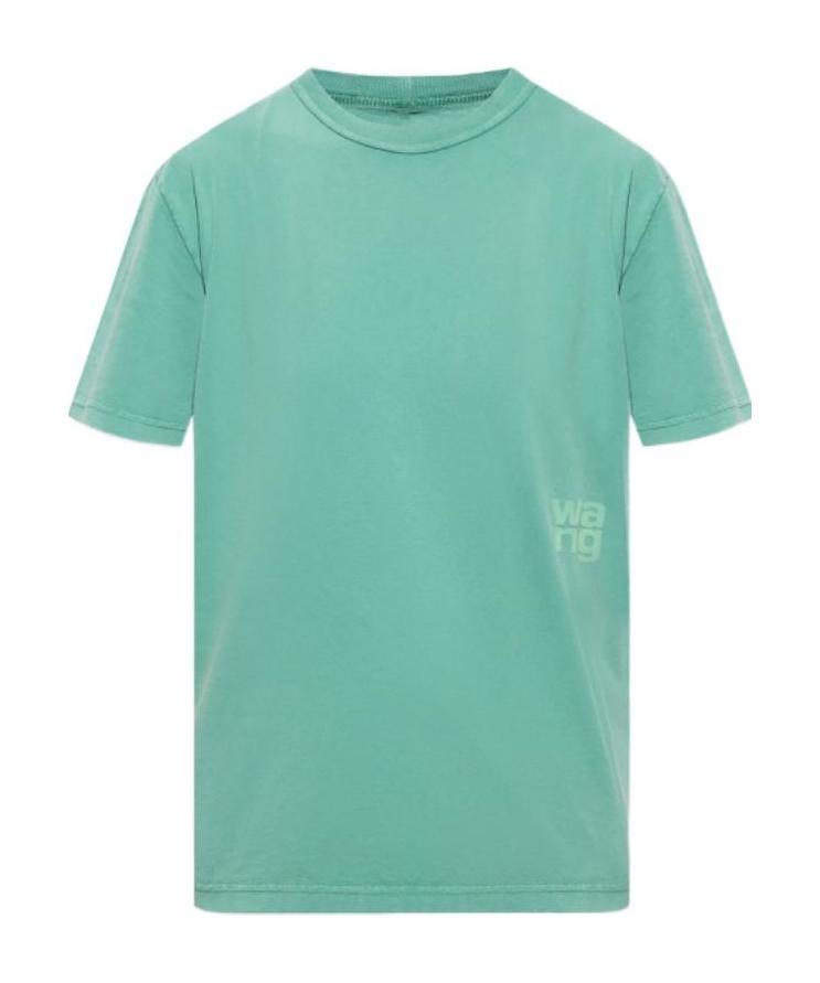 Alexander Wang T Logo-print Round-neck T-shirt In Green