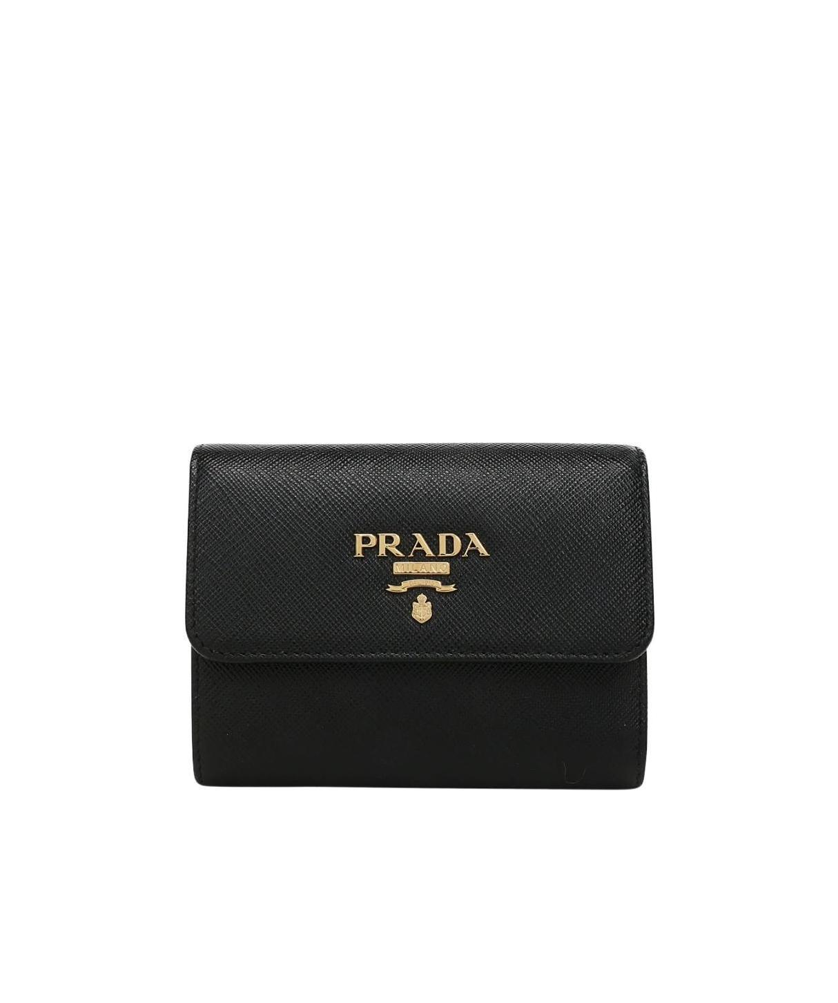 Prada Saffiano Finish Tri-fold Wallet In Black