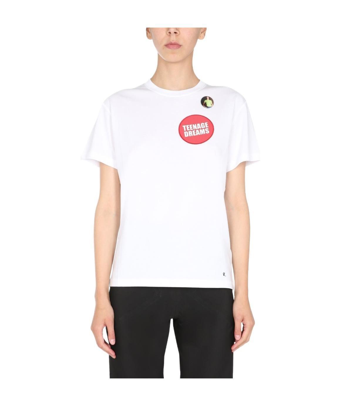 Raf Simons Teenage Dreams-patch Cotton T-shirt In White
