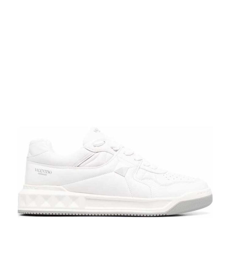 Shop Valentino One Stud Low-top Nappa Sneaker In White
