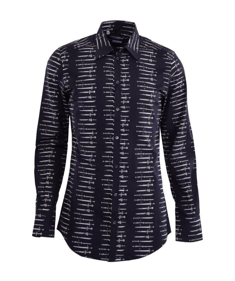 Dolce & Gabbana Man Shirt Black Size 16 Cotton In Black