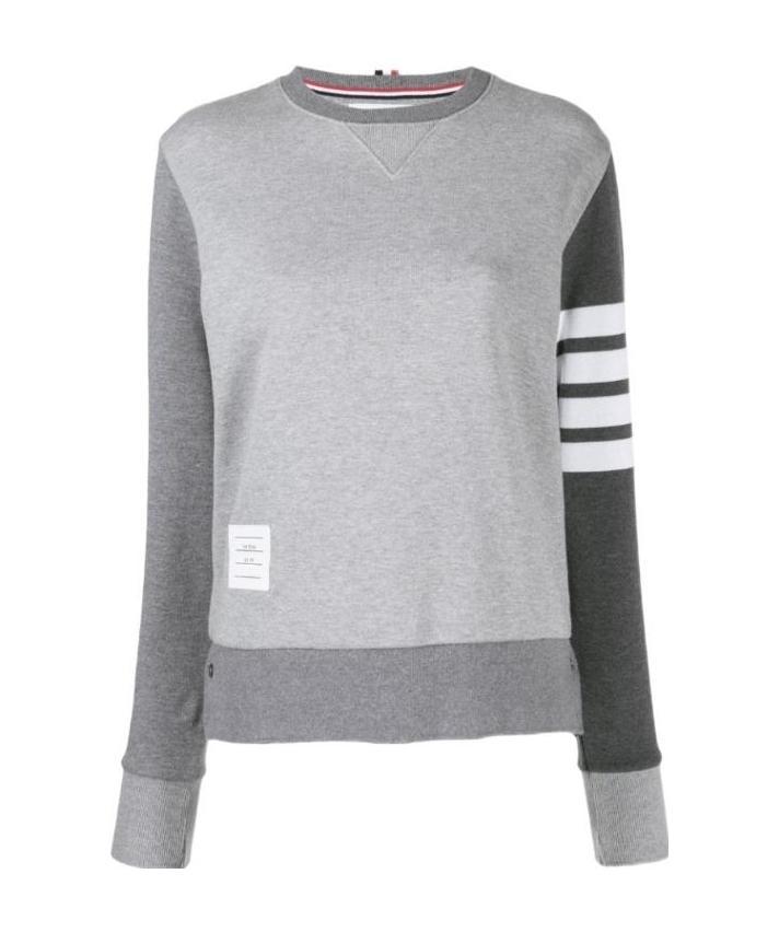 Thom Browne 4-bar Loopback Crew Neck Sweatshirt In Gray