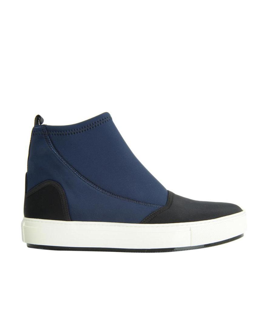 Marni Two-color Stitching And Ankle Boots In Blue
