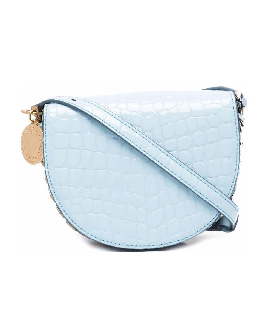 Stella Mccartney Small Frayme Flap Chain-linked Shoulder Bag In Blue