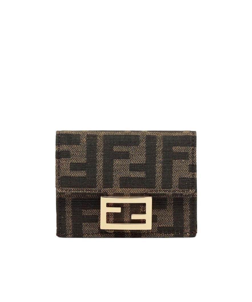Fendi Ff-logo Pattern Wallet In Brown