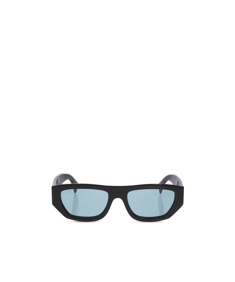 Gucci Logo-print Rectangle-frame Sunglasses In Blue