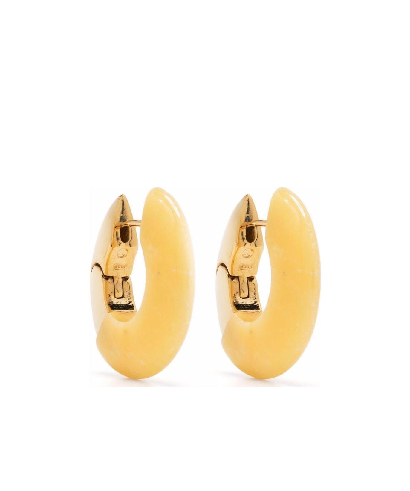 Bottega Veneta Gold-plated Silver Malachite Hoop Earrings In Yellow