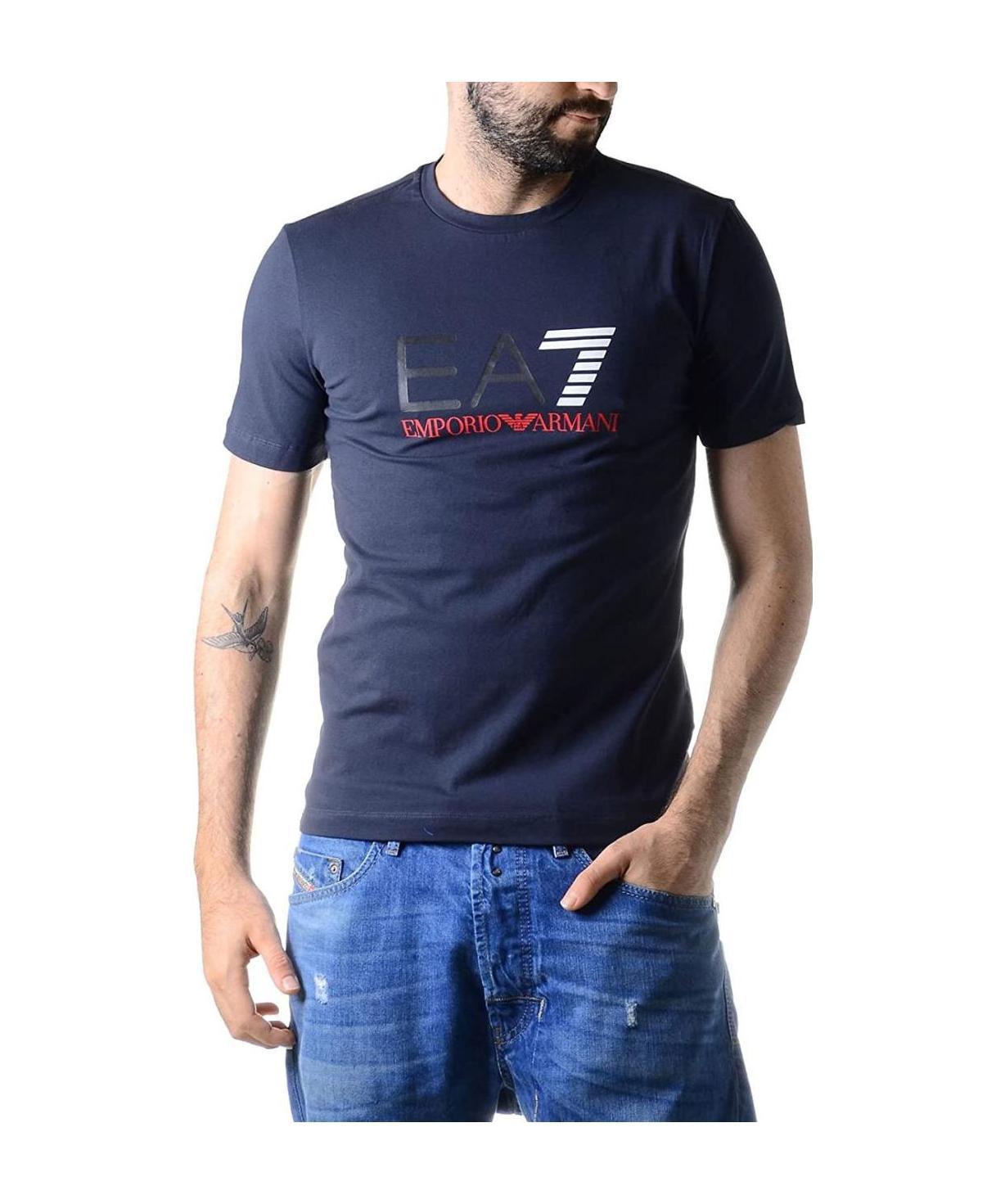 Ea7 Logo Printed T-shirt In Blue