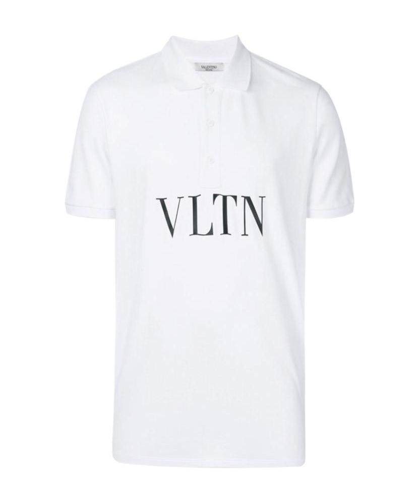 Valentino Vltn Print Polo Shirt In White