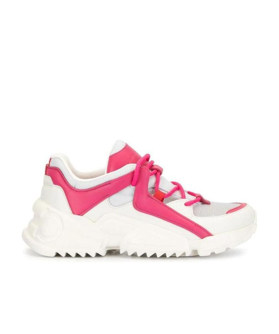Ferragamo Logo Casual Sports Shoes In White