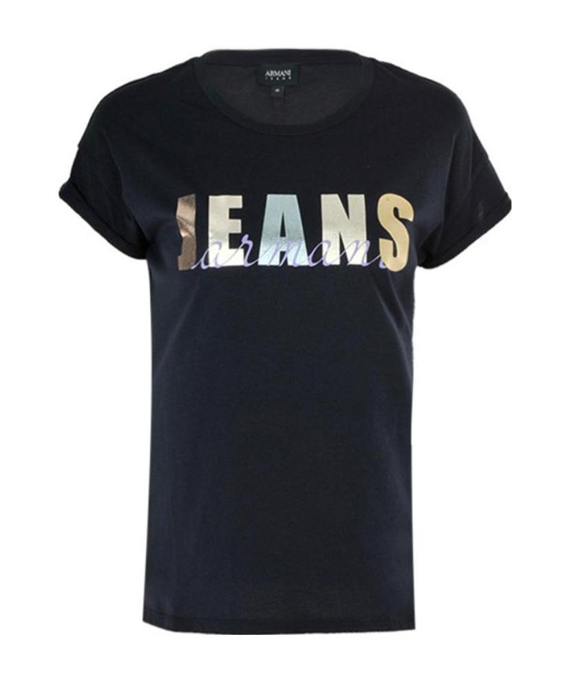 Shop Armani Jeans Logo T-shirt In Black