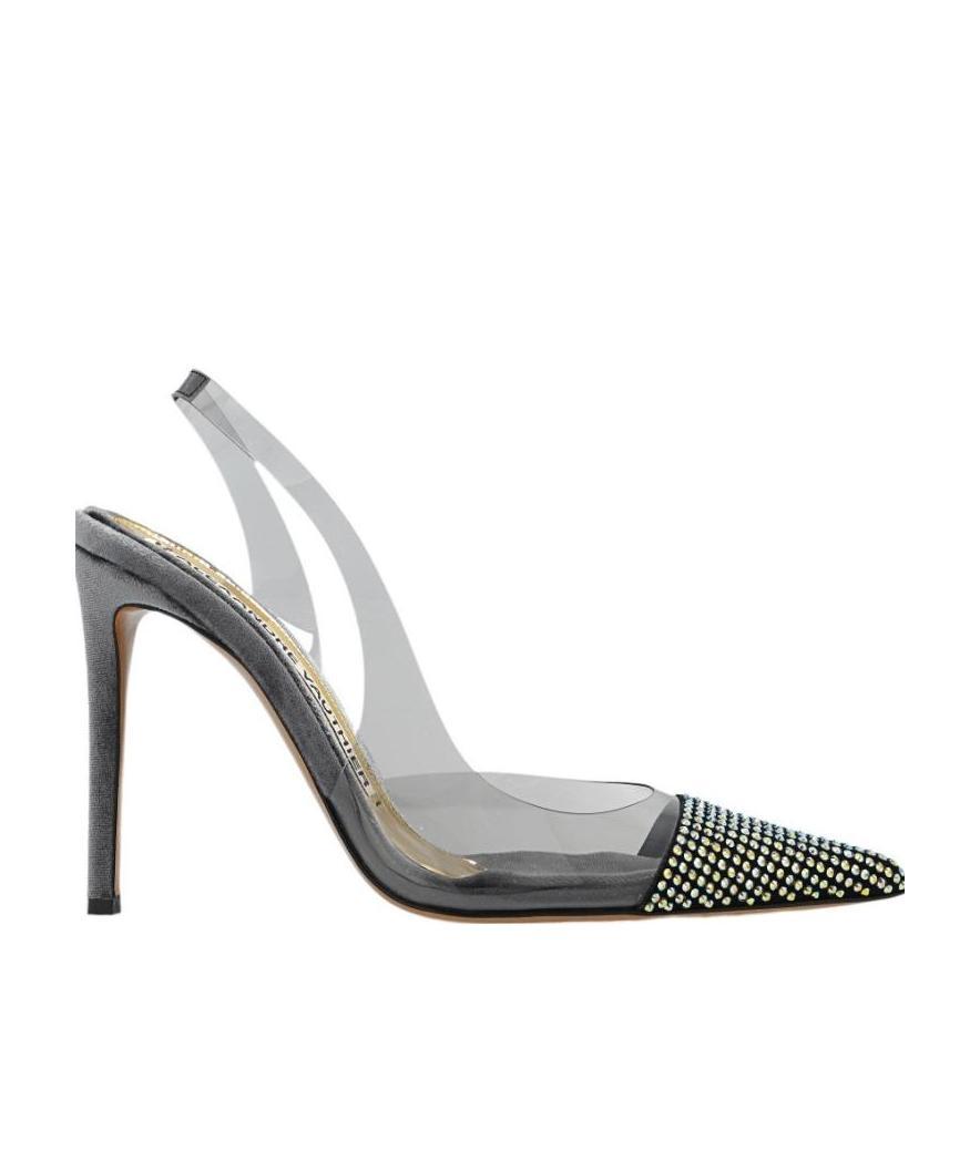 Alexandre Vauthier Rhinestone-embellished Slingback Pumps In Gray