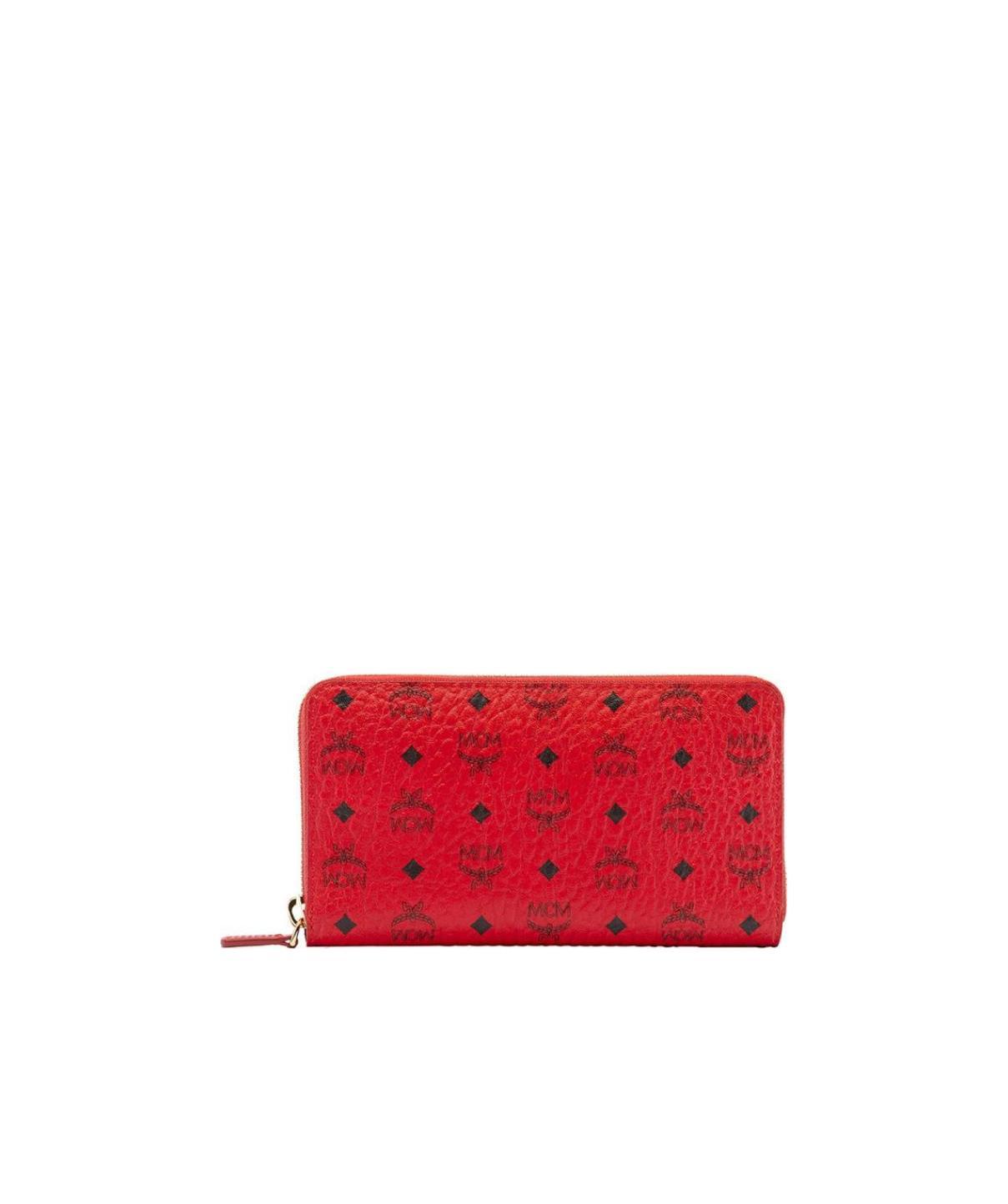 Mcm Long Zipper Wallet. In Red