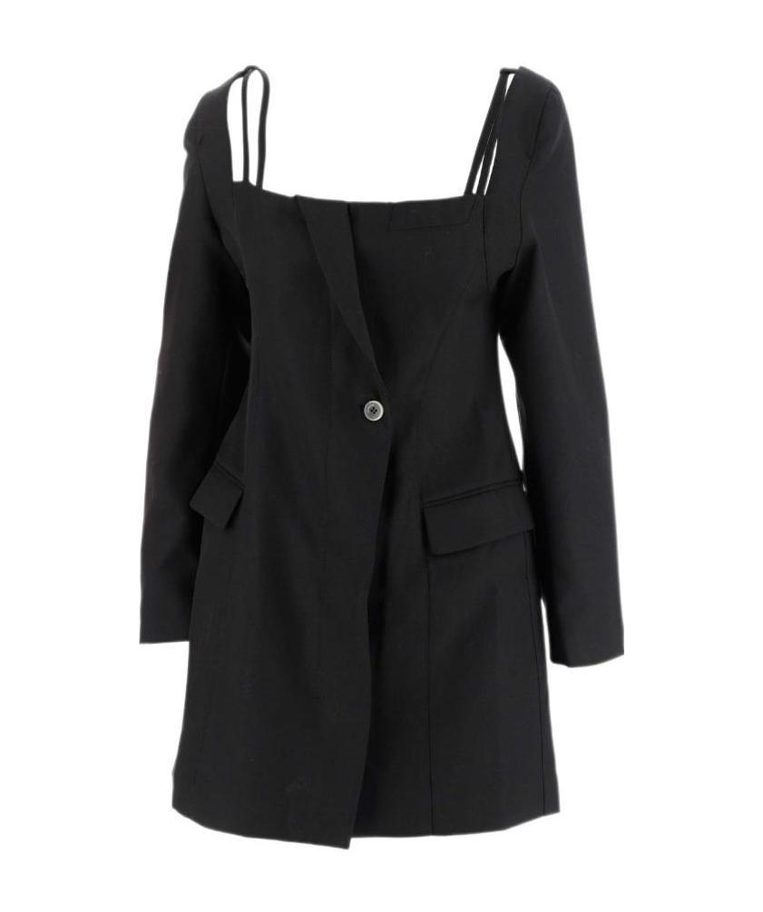 Jacquemus La Robe Maniu Sq Nk Ls Flap Pc In Black