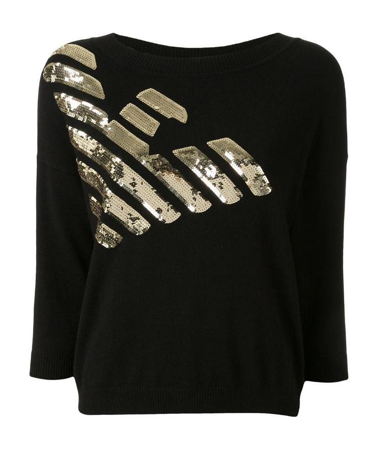 EMPORIO ARMANI LOGO EMBROIDERED SWEATER