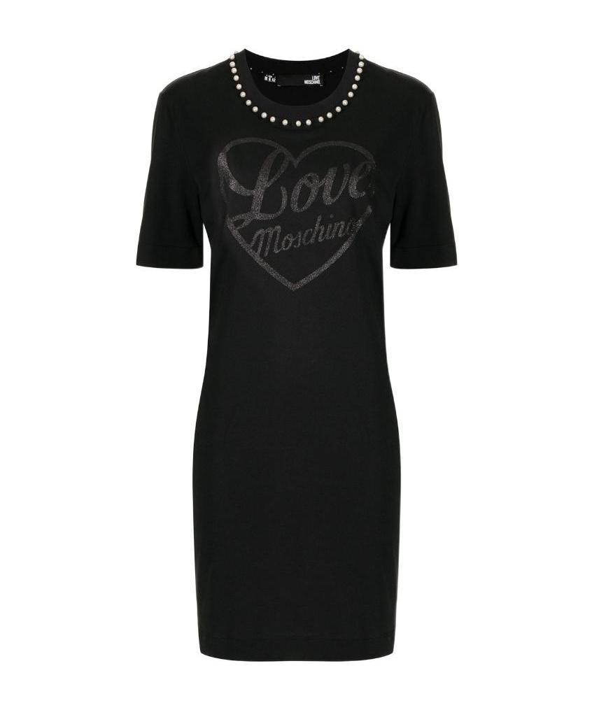 Moschino Pearl-trim T-shirt Dress In Black