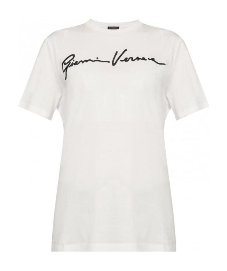 Versace Embroidered Logo T-shirt In White