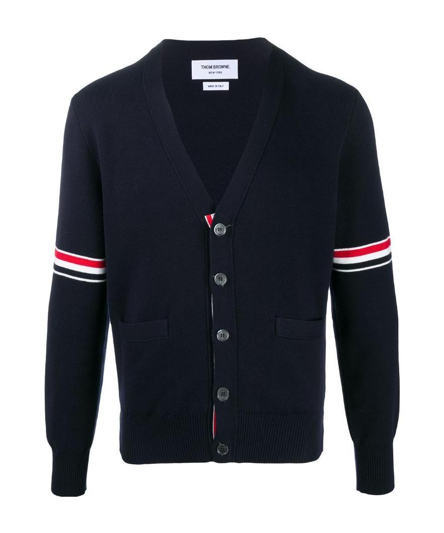 Thom Browne Rib Stitch Wool Cardigan In Black