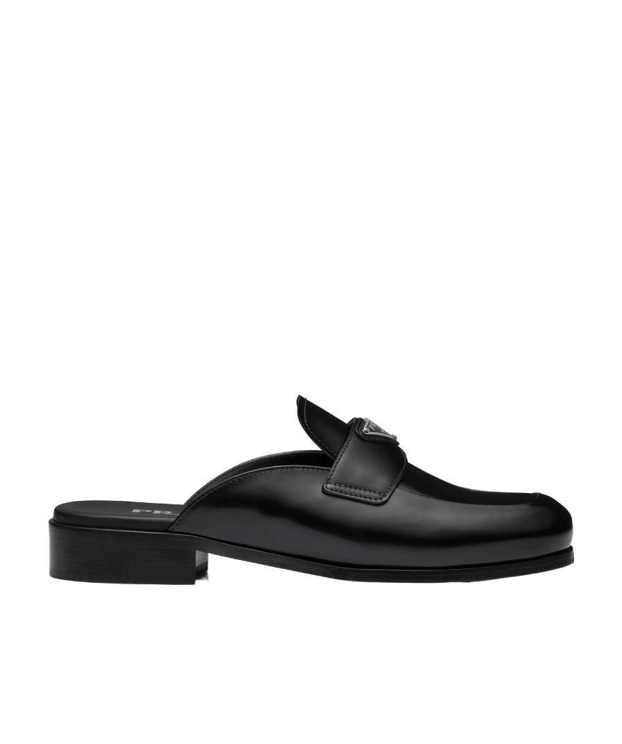 Prada Logo-plaque Leather Mules In Multi