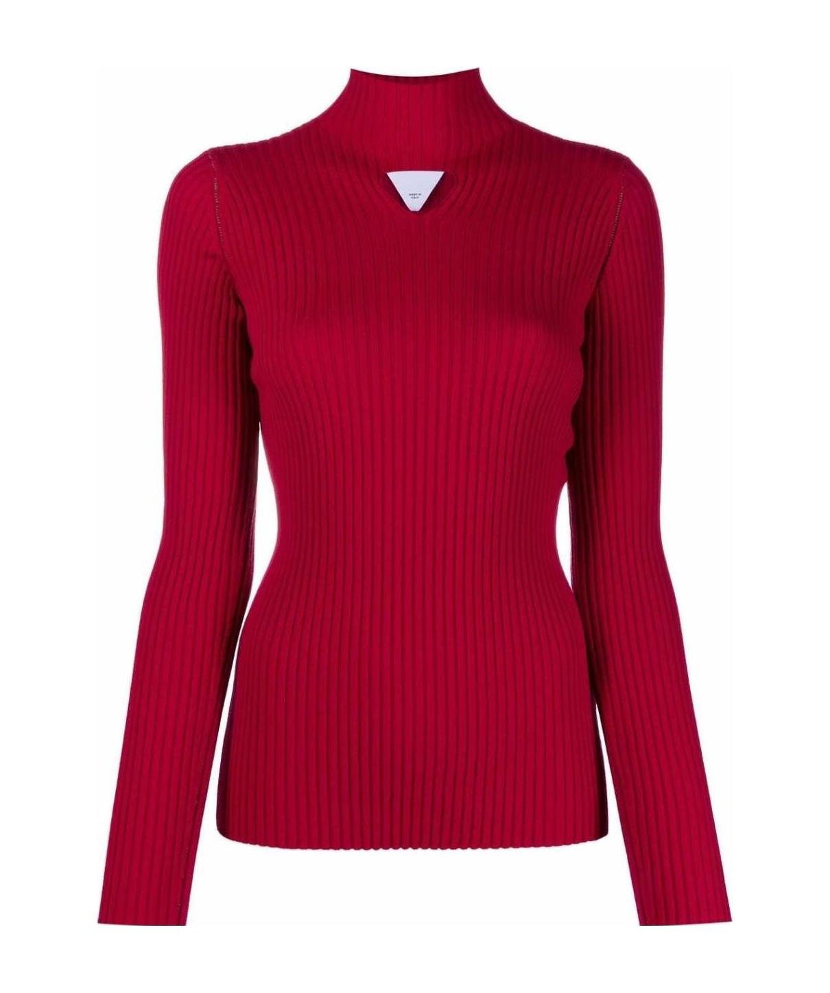 Bottega Veneta Cut-out Ribbed-knit Jumper In Red