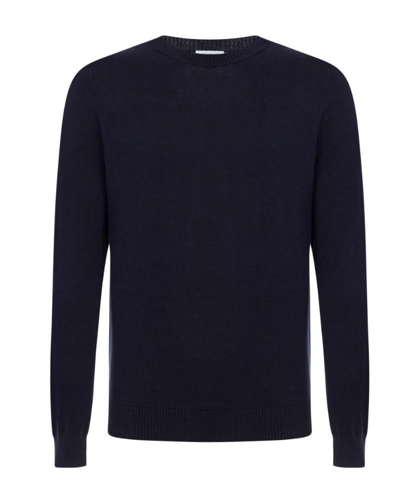 Malo Ribbed-knit Edge Cotton Jumper In Black