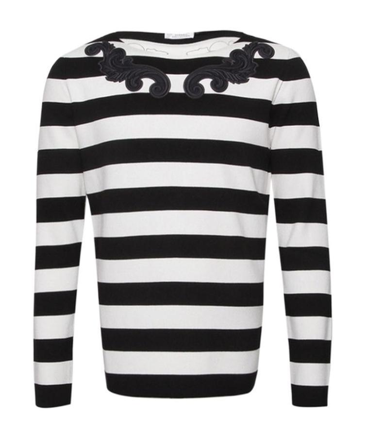 Versace Matching Color Round-neck Sweater In Black