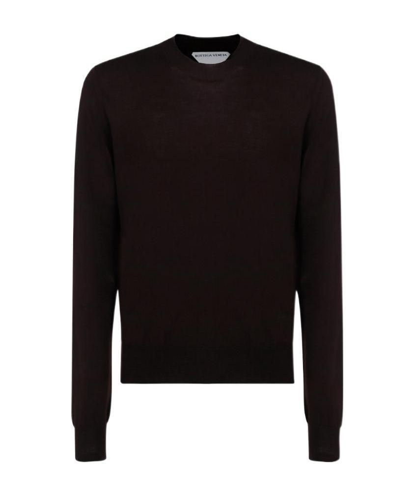 Bottega Veneta Crew Neck Wool Jumper In Brown
