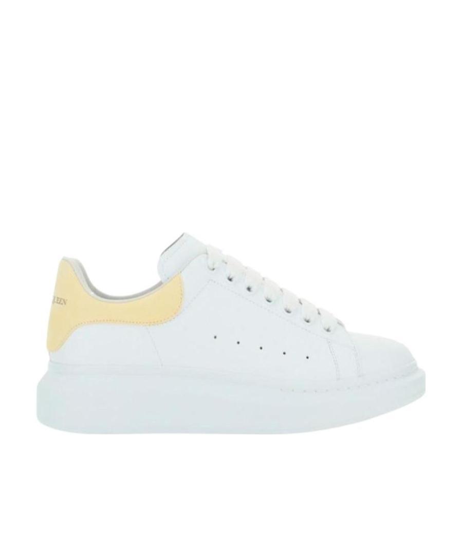 Alexander Mcqueen Perforated Platform Round Toe Sneakers In White