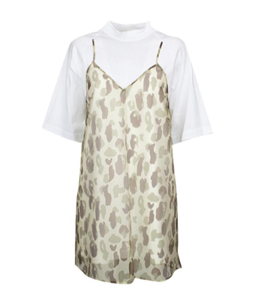 Palm Angels Leopard-print T-shirt Dress In Nude