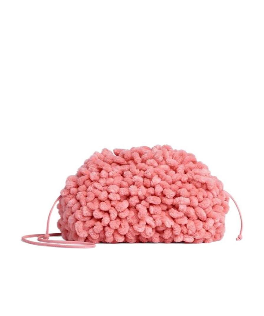 Bottega Veneta Mop-effect Single-strap Clutch In Pink