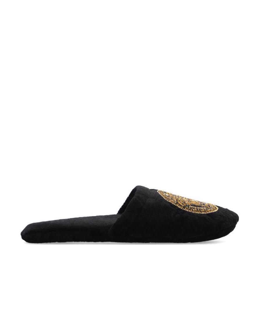 Versace Medusa Studded Slippers In Black