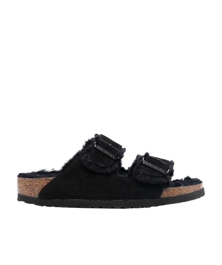 Birkenstock 'arizona' Black Sandals With Logo Lettering On The Buckle In Black