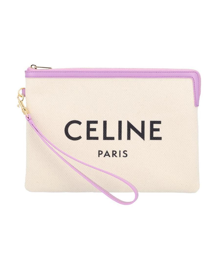 Celine Fabric And Cowhide Lace Handbag In Nude