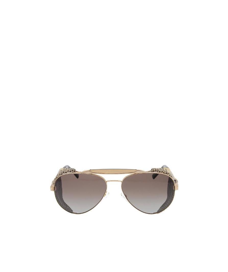 Gold And Wood Logo Sunglasses In Gray