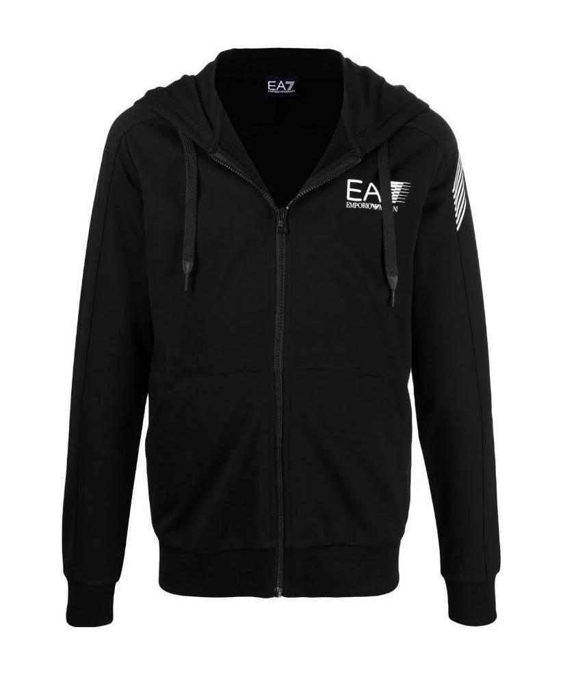 Ea7 Logo-print Zip-up Hoodie In Black