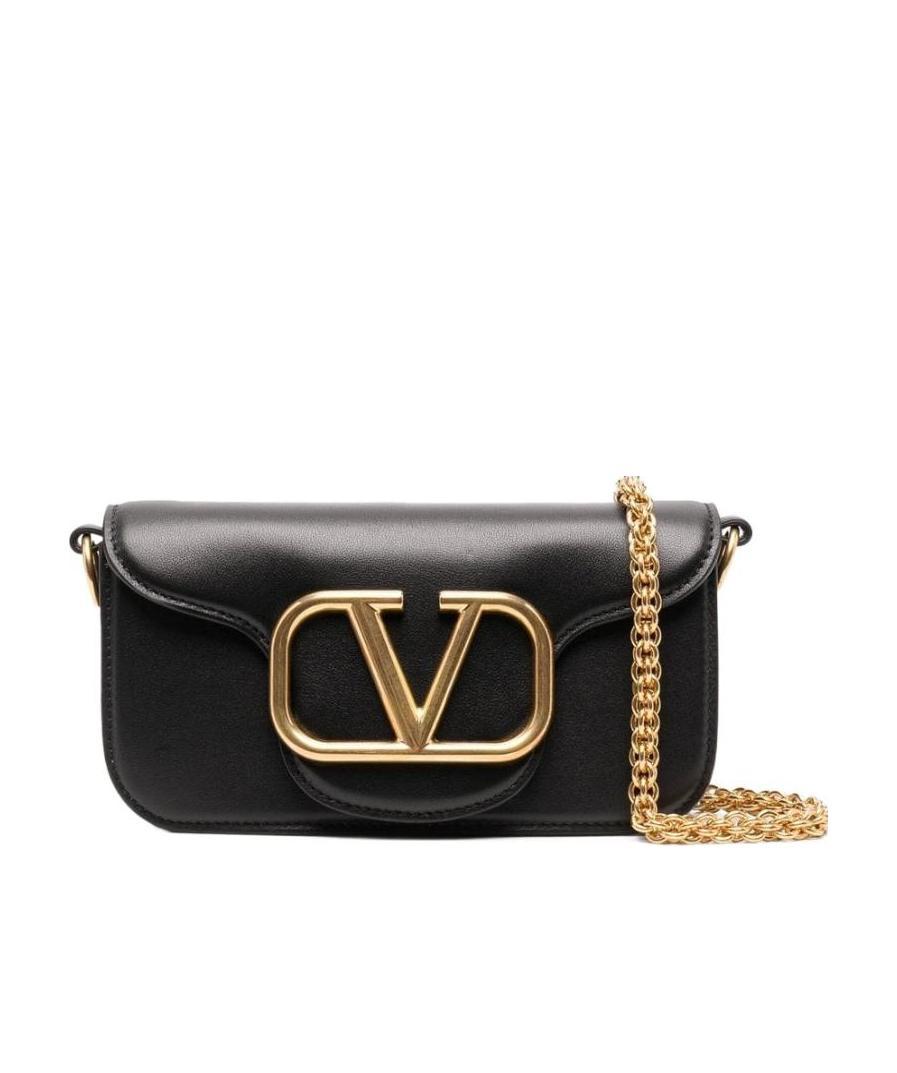 Valentino Vlogo Loco Small Leather Shoulder Bag In Black