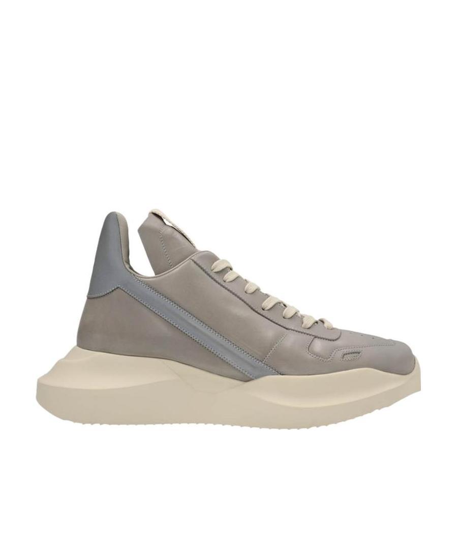 Rick Owens Multi-panel Lace-up Sneakers In Gray