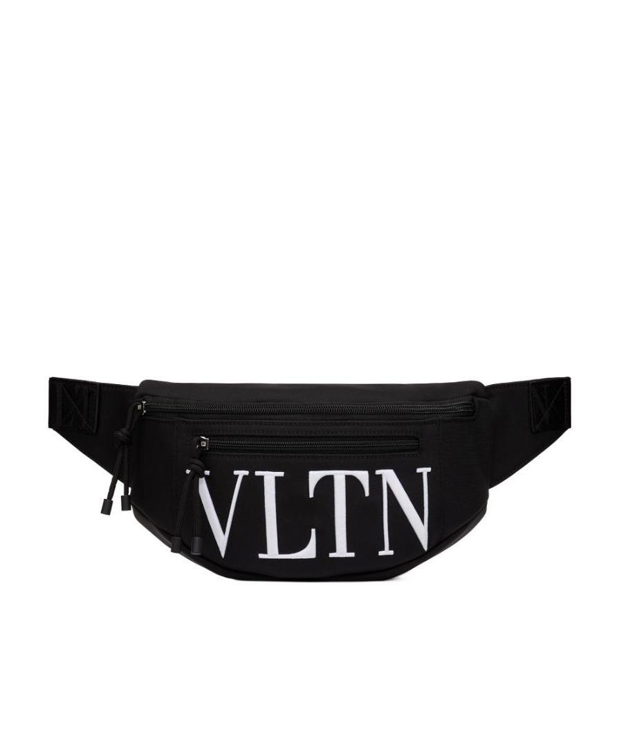 Valentino Vltn Printed Zip-up Belt Bag In Black