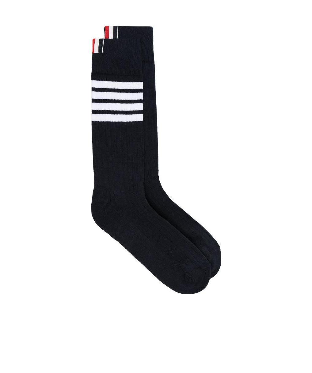 Thom Browne Athletic Mid-calf 4-bar Socks In Black
