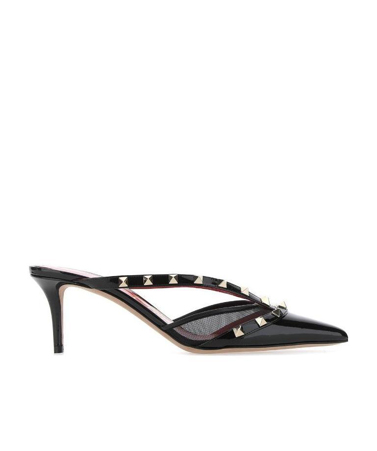 Valentino Rockstud-embellished Mules In Red
