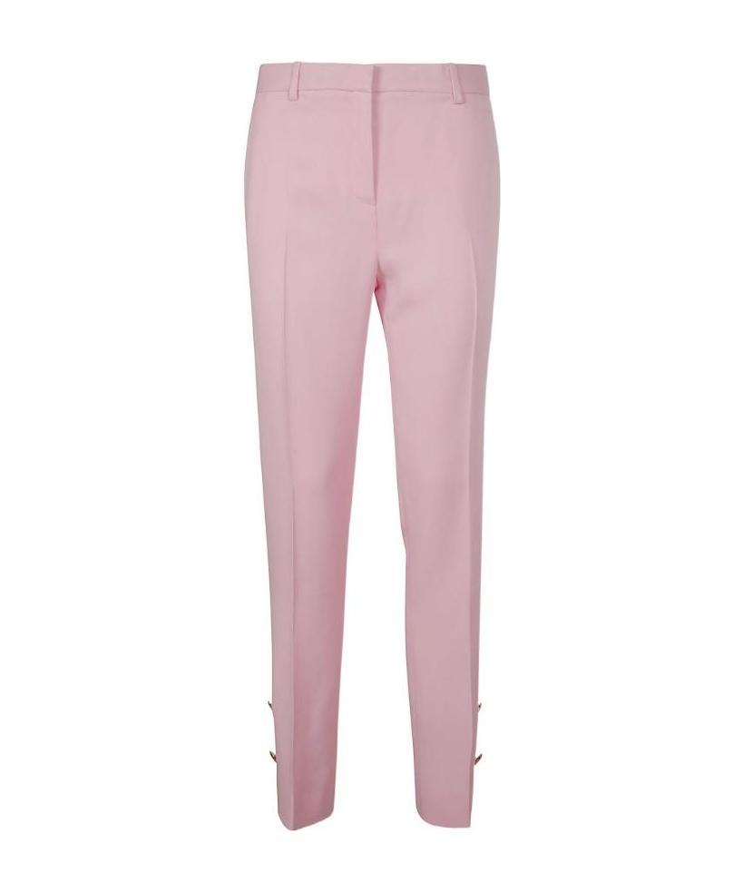 Versace Medusa Stretch Virgin Wool Ankle Trousers In Pink