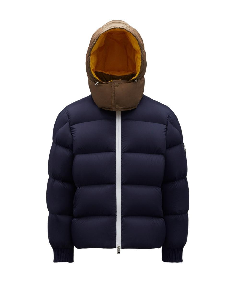 Moncler Dark Blue Logo Quilted Down Jacket